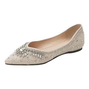 羊皮版dingyun丁允婚鞋绝美平底鞋大码新娘鞋尖头单鞋软底旗袍鞋