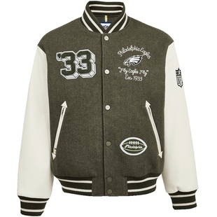 SEASON HIGH男装NFL联名秋季毛呢大衣老鹰队拼接色外套S25427005