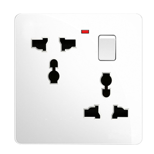 香港英标86型暗装通用多功能错位一开六孔插座带开关面板