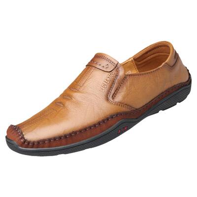 老人头官方正品真牛皮休闲皮鞋男