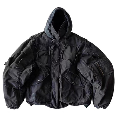 巴黎风格秋冬水洗大破坏棉服