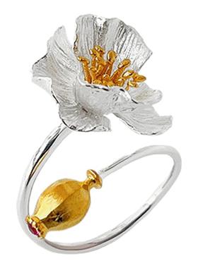 生如夏花虞美人纯银戒指情人礼物