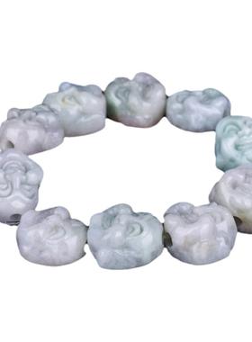 翡翠弥勒佛头手串大珠佛头手链单面笑佛头念珠手链配饰男女款