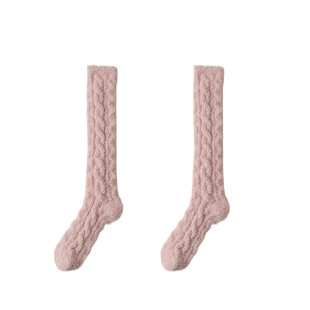 珊瑚绒袜子女小腿袜加绒长筒袜秋冬季地板袜加厚睡眠袜冬中筒长袜