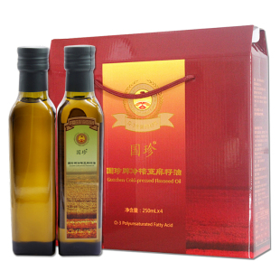 国珍牌冷榨亚麻籽油4瓶装松花粉官方旗舰店官网正品专营店