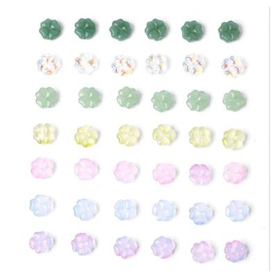 彩色玻璃珠四叶花串珠diy发饰品