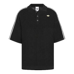 adidas阿迪达斯三叶草网眼钩针衬衫秋男宽松短袖POLO衫KE5815