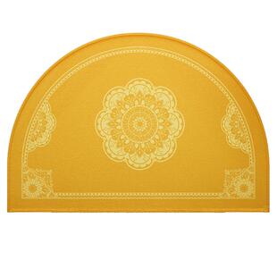 步步生莲黄色开运风水地垫半圆脚垫入户门进门垫防滑耐脏玄关地毯