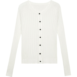 素然klee klee 女士休闲经典肌理感环保棉纱内搭可外穿针织开衫