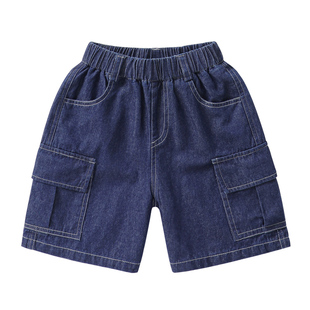 右欧童装儿童纯棉牛仔裤夏季短裤男童多口袋夏装裤子小宝宝五分裤