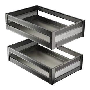 四季沐歌拉篮厨房橱柜碗碟篮铝合金板状抽屉式锅具阻尼收纳双层篮