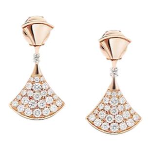 刘亦菲气质轻奢时尚扇形小扇子满钻小裙子耳环耳钉女项链百搭通勤