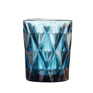 家用无铅彩色创意浮雕家用玻璃水杯饮料果汁杯啤酒杯四只套装包邮