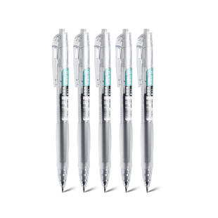 得力笔按动中性笔速干刷题笔黑色0.5mm双珠st头直液走珠笔顺滑学生考试专用笔芯高颜值按压式碳素水性签字笔