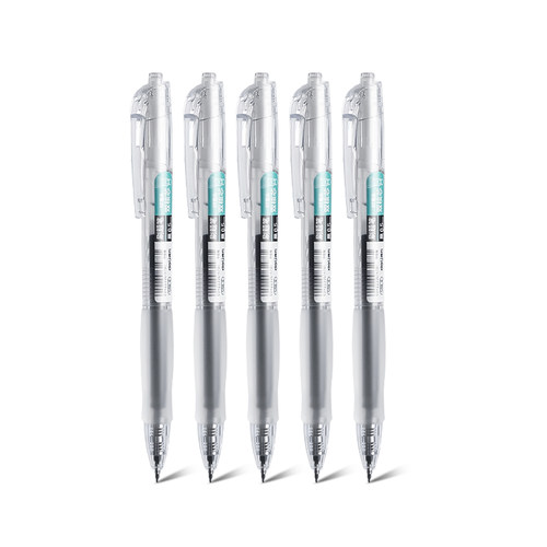 得力笔按动中性笔速干刷题笔黑色0.5mm双珠st头直液走珠笔顺滑学生考试专用笔芯高颜值按压式碳素水性签字笔