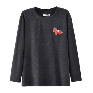 打底衫女圆领大码2026年春季新款胖mm小马贴布显瘦遮肚子内搭上衣