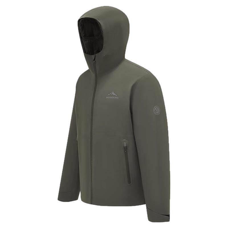 鹅绒波司登新款户外叠变防水透汽短款钓鱼三合一冲锋衣羽绒服男