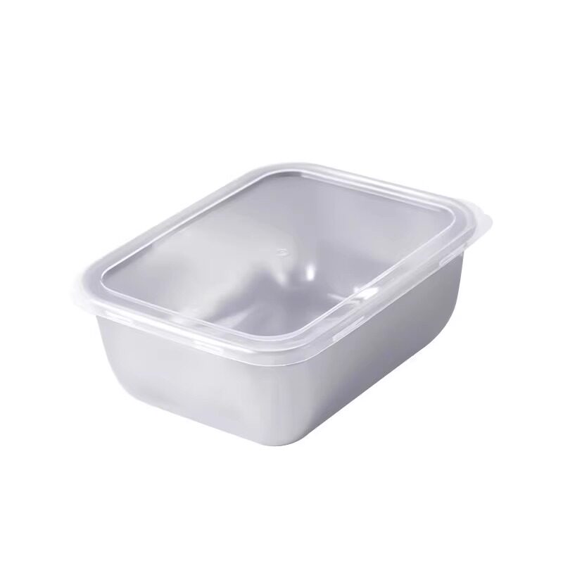 不锈钢保鲜盒餐用长方形盘带