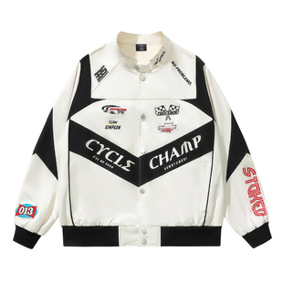 【陈奕恒/侯明昊同款】辛普森一家酷炫夹克机车风情侣赛车服外套