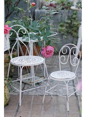 白色铁艺做旧花架椅子凳子大小号