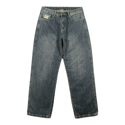 薄款牛仔裤男美式慵懒风复古透气宽松直筒阔腿裤J402/2582*11