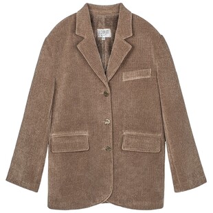 灯芯绒西装外套女春秋上衣新款复古休闲中长款廓型显瘦加绒小西服