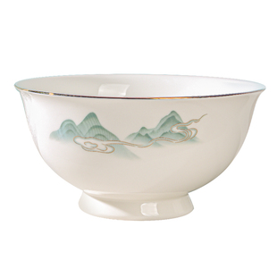 轻奢新款家用陶瓷餐具套装碗金边山水画陶瓷碗高端礼品送礼首选