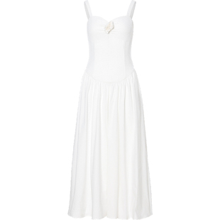 sincethen 法式吊带裙白色礼服长裙茶歇裙子海边度假连衣裙女夏季