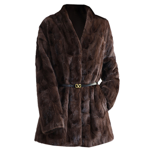 进口天鹅绒水貂毛大衣女中长款2025冬新韩版显瘦拼貂皮真皮草外套