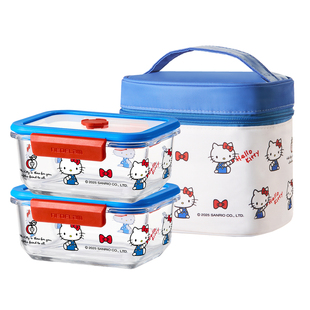 Neoflam三丽鸥Hello Kitty玻璃保鲜盒微波炉加热饭盒真空储物盒