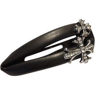 十字架水钻掰掰夹网红2025新款皮质碎发刘海夹侧边bb夹发夹女发饰