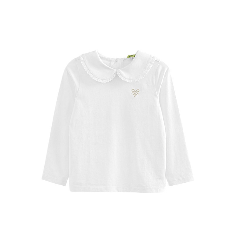 ILOVEJ童装白色娃娃领制服长袖T