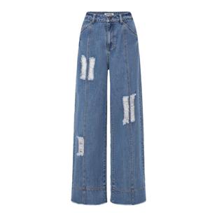 【明星艺人同款】SHRO ENRO 新款休闲显瘦蓝色破洞水洗牛仔裤