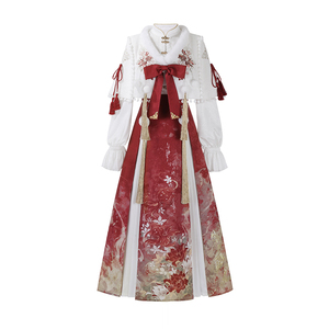 设计师的礼物原创金鱼纳福汉服国风新中式女冬装圣诞战袍新年套装