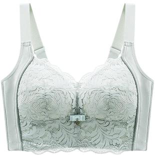 6排扣无钢圈超薄款防下垂收副乳内衣调整型大胸显小长款文胸胖mm