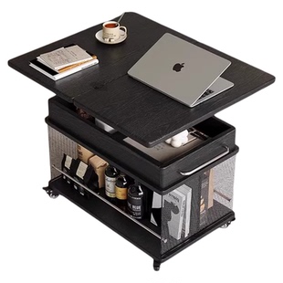 现代简约移动边柜升降折叠茶几轻奢实木客厅家用小户型阳台茶台桌