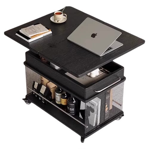 现代简约移动边柜升降折叠茶几轻奢实木客厅家用小户型阳台茶台桌