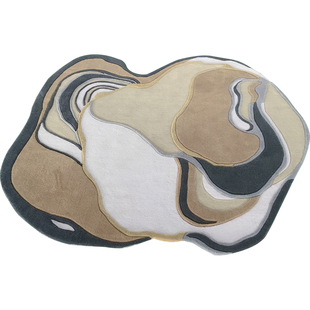 进口新款纯羊毛手工定制简约加厚高端梯田异形不规则家用地毯客厅