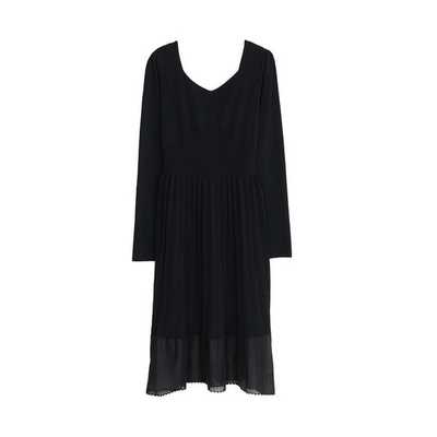 MIIDII谜底2022春秋新款简约优雅V领收腰显瘦针织连衣裙221MZ0328