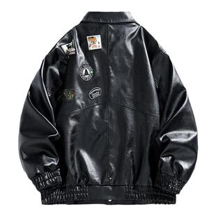 青年2026秋冬季新款宽松痞帅海宁品牌骑行服装飞行员皮衣夹克加绒