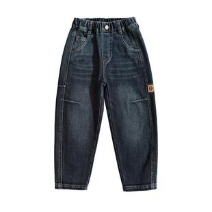 斯潘古尔大男童宽松牛仔裤2025秋冬新款男孩百搭裤子中大儿童长裤