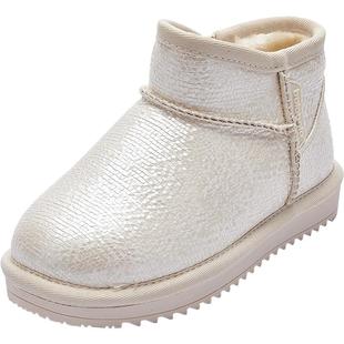 巴拉巴拉儿童雪地靴男童女童短靴秋冬款童鞋大童宝宝加绒鞋子棉靴