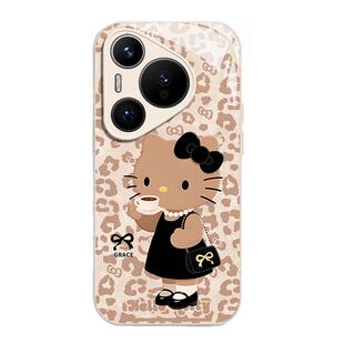 黑皮HelloKitty适用华为pura80手机壳mate70pro豹纹nova14卡通p60可爱50玻璃13新款40女生30全包12防摔11套10