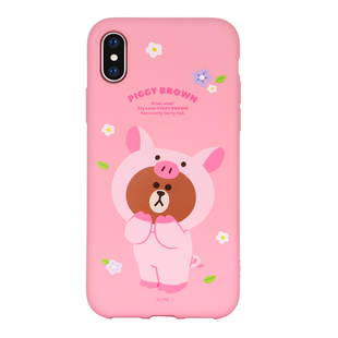 【福利款】line布朗熊iPhone XS max手机壳X苹果8plus硅胶7XR