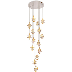 别墅旋转楼梯间专用挑空长吊灯轻奢水晶灯复式楼小loft公寓客厅灯