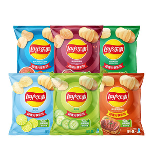 乐事薯片135g*3袋麻辣龙虾鸡翅薯片零食食品混合膨化整箱【预