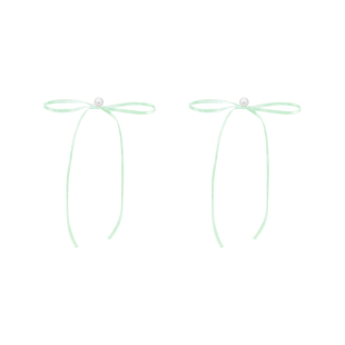 【蜜桃茶】夏日芭蕾风长款仙气蝴蝶结丝带珍珠耳环独特甜美耳饰女