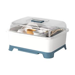 碗筷收纳盒带盖放碗箱装碗碟盘餐具家用碗架置物架子厨房沥水碗柜