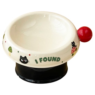 大口径猫咪水碗护颈宠物慢食碗创意猫碗防打翻陶瓷高颜值浅口猫盆
