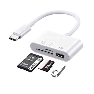 多功能三合一读卡器适用苹果typec手机平板sd万能ccd大疆pocket3索尼ms佳能富士相机tf内存U盘otg转换桃李
